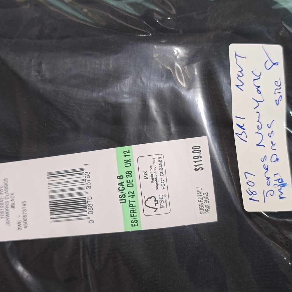 NWT Jones New York Collection Black Sleeveless Strecth Midi Dress Size 8 - Picture 7 of 7